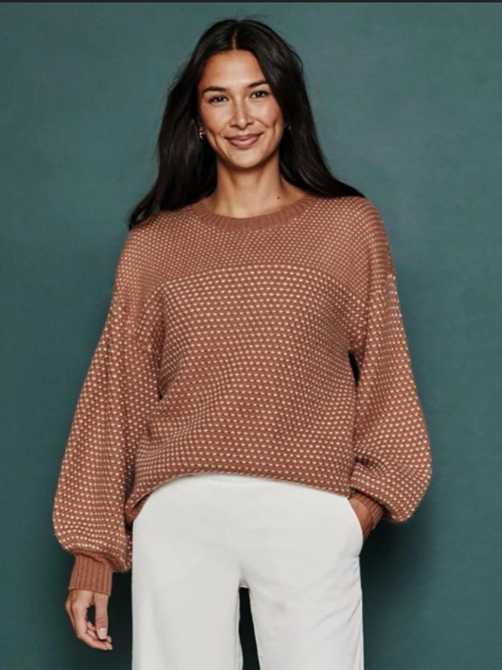 Summersalt Balloon Sleeve Sweater in Warm Brown
